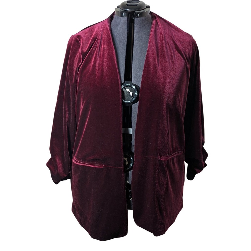 Coldwater Creek Velvet Red Plum Open Cardigan Jacket 22W